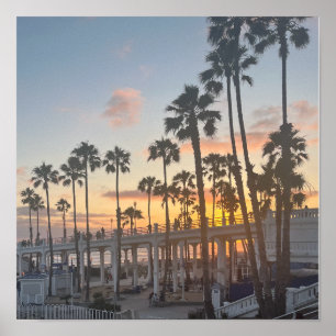 Orange and Yellow Sunset Oceanside California Poster