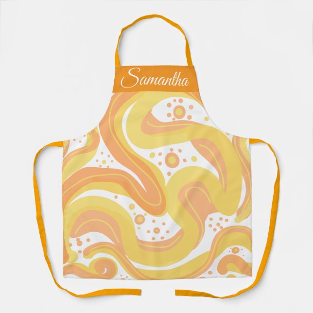 Orange And Yellow Swirls With Dots Apron (Front)