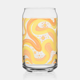 Orange And Yellow Swirls With Dots Can Glass