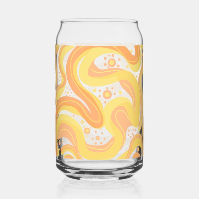 Orange And Yellow Swirls With Dots Can Glass (Front)