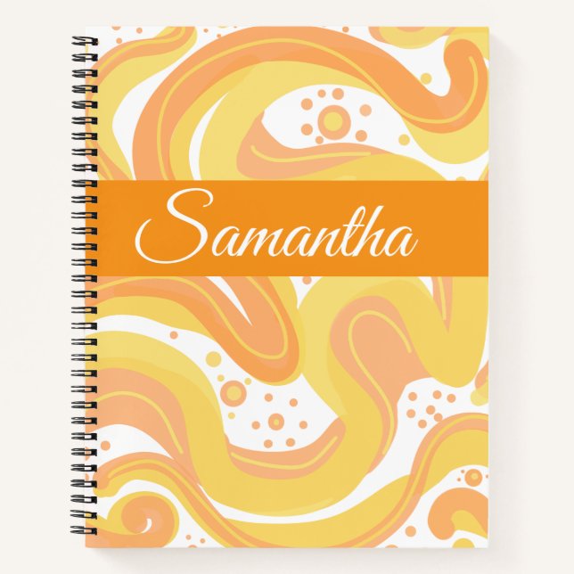 Orange And Yellow Swirls With Dots Notebook (Front)