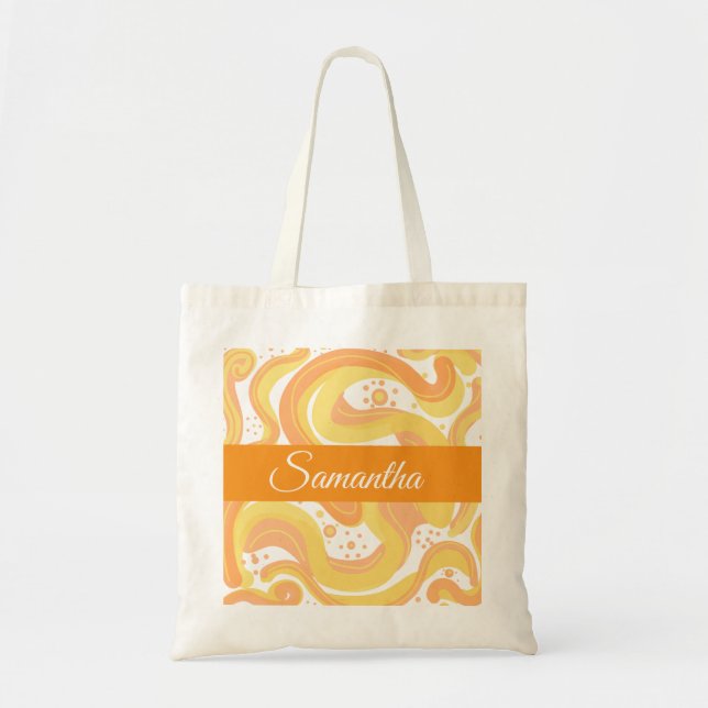 Orange And Yellow Swirls With Dots Tote Bag (Front)