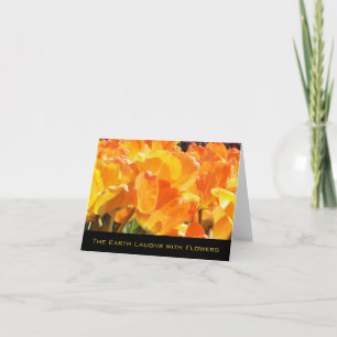 Orange and Yellow Tulips Earth Laughs with Flowers Note Card
