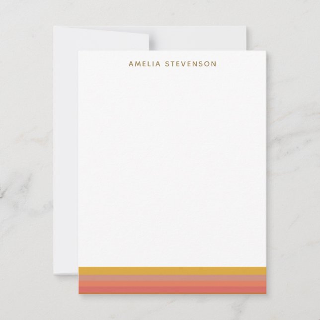 Orange and Yellow Warm Stripes Geometric Name Card (Front)