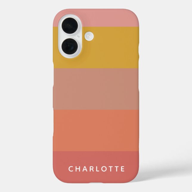 Orange and Yellow Warm Stripes Geometric Name Case-Mate iPhone Case (Back)