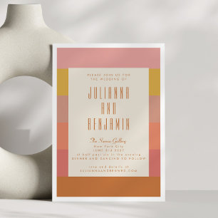 Orange and Yellow Warm Stripes Geometric Wedding Invitation