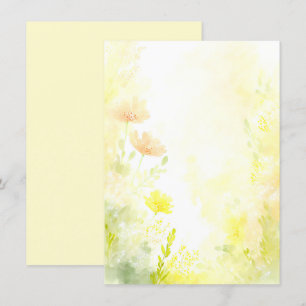 Orange and yellow watercolor floral blank wedding invitation