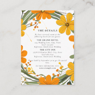 Orange and Yellow Wild Flowers Wreath Wedding Enclosure Card