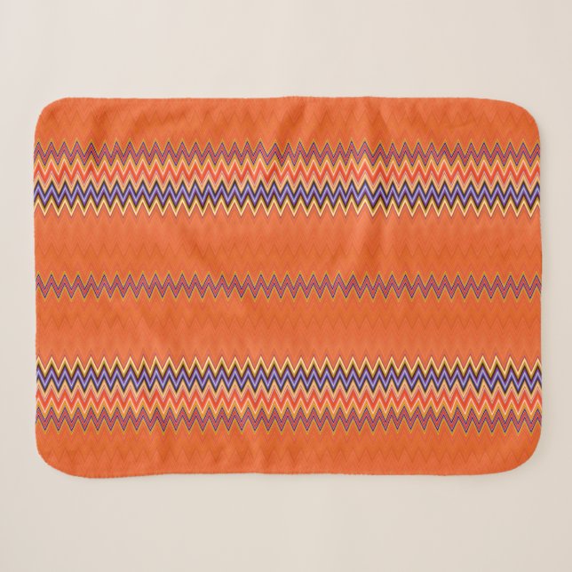 Orange and Zigzag Sherpa Blanket (Front (Horizontal))