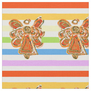 Orange Angel Rainbow Stripe Fabric Art Material