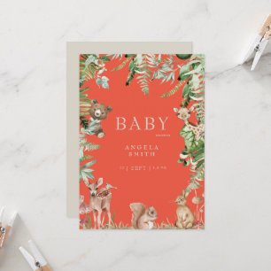 Orange Animal Baby Shower  Invitation