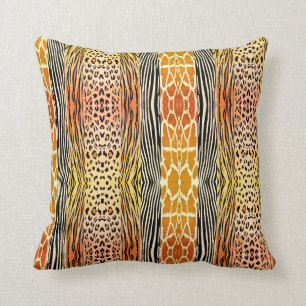 Orange Animal Embossed Printed Zebra Stripe Pillow