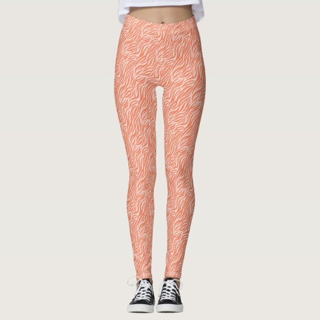 Orange Animal Print Tiger Stripes Leggings (Front)