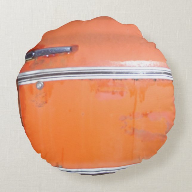 orange antique car door round cushion (Back)