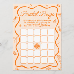 Orange Aperol Spritz Bridal Shower Bingo Game Card