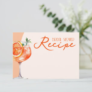 Orange Aperol Spritz Bridal Shower Recipe Enclosure Card