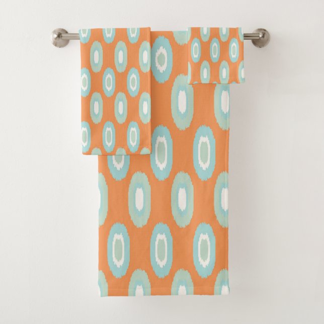 Orange Aquamarine Pattern Bath Towel Set (Insitu)