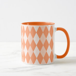 Orange Argyle Pastel Tangerine Small Diamond Shape Mug