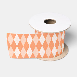 Orange Argyle Pastel Tangerine Small Diamond Shape Satin Ribbon