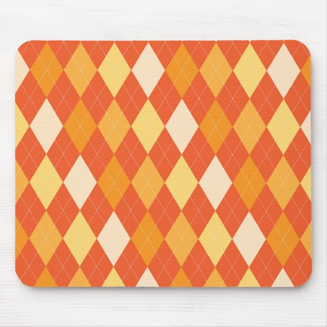 Orange argyle pattern mouse mat (Front)