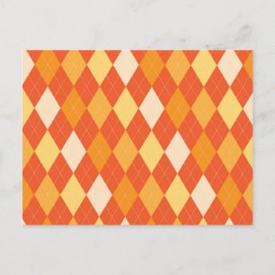 Orange argyle pattern postcard
