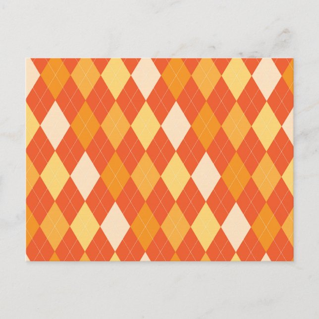 Orange argyle pattern postcard (Front)