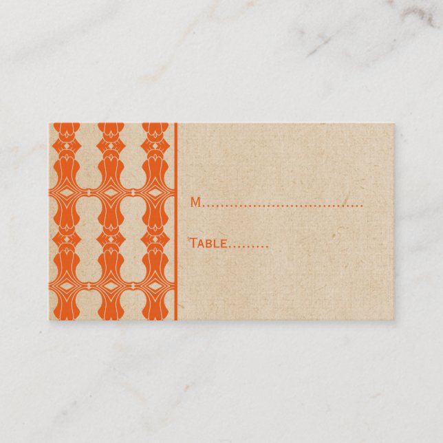 Orange Art Deco Border Place Card (Front)