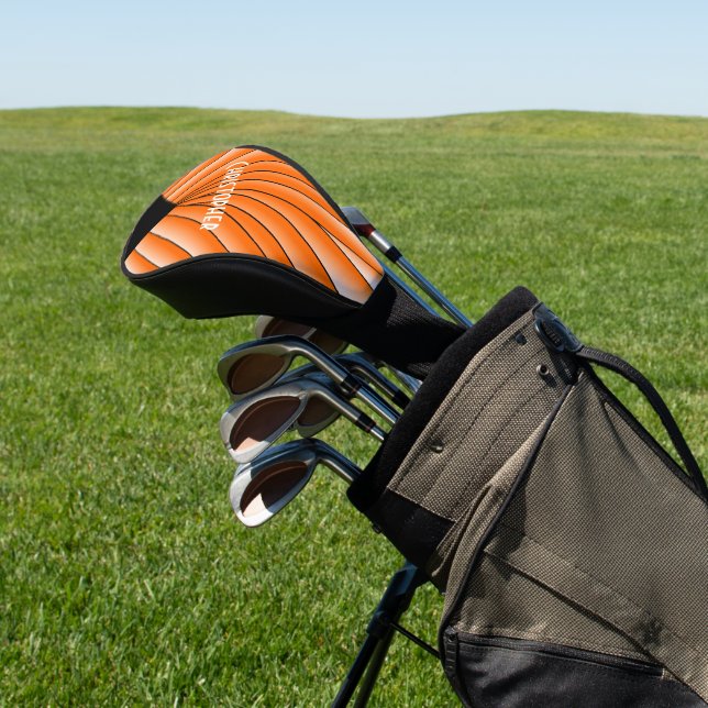 Orange Art Deco Design Golf Head Cover (In Situ)