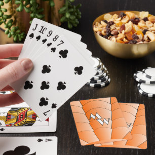 Orange Art Deco Design Monogrammed Playing Cards
