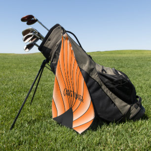 Orange Art Deco Design Personalised Golf Towel