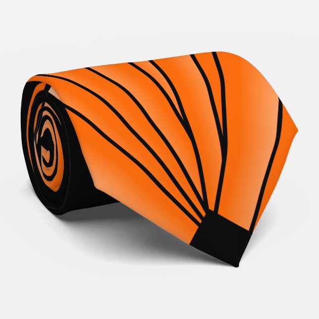 Orange Art Deco Design Tie (Rolled)