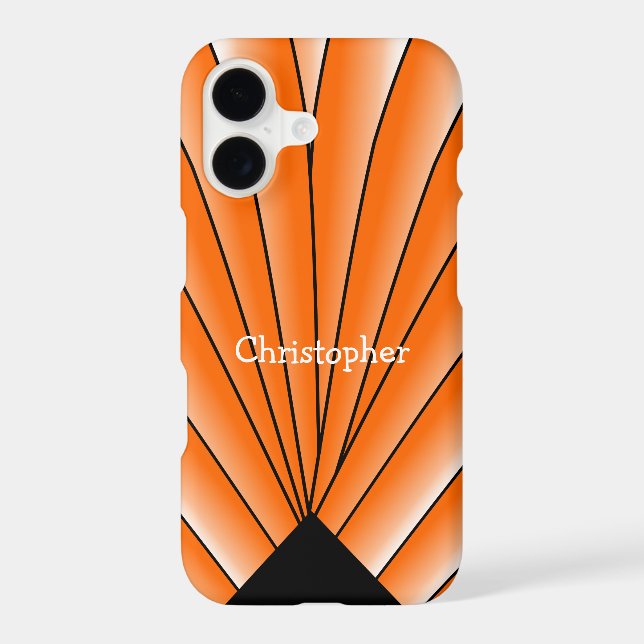 Orange Art Deco Fan Design (Back)