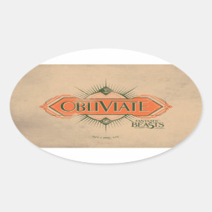 Orange Art Deco Obliviate Spell Graphic Oval Sticker
