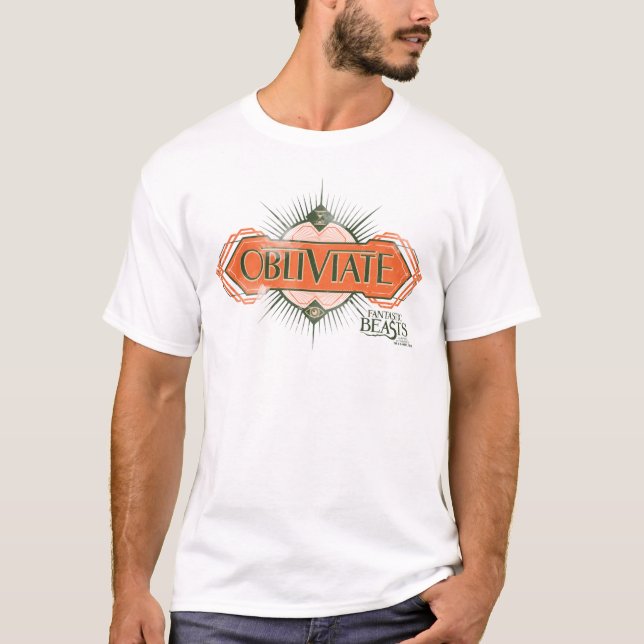 Orange Art Deco Obliviate Spell Graphic T-Shirt (Front)