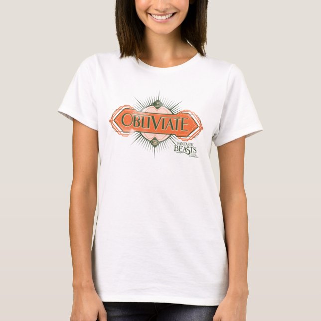 Orange Art Deco Obliviate Spell Graphic T-Shirt (Front)