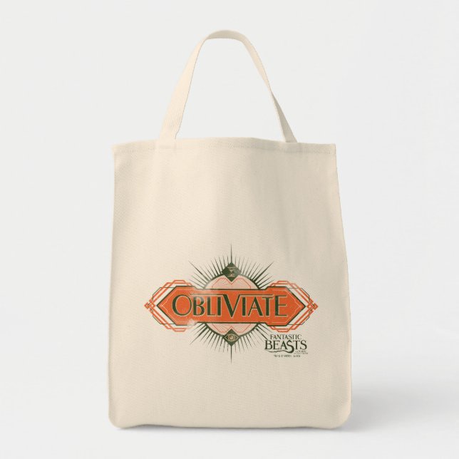 Orange Art Deco Obliviate Spell Graphic Tote Bag (Front)