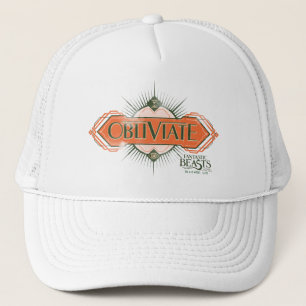 Orange Art Deco Obliviate Spell Graphic Trucker Hat