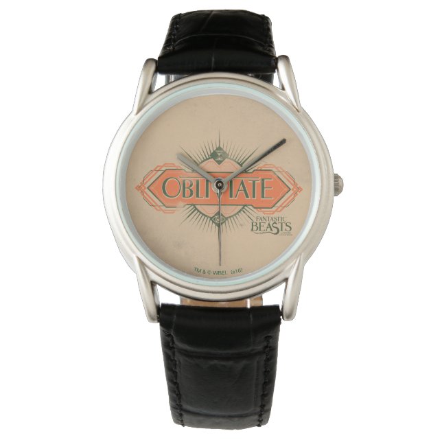 Orange Art Deco Obliviate Spell Graphic Watch (Front)