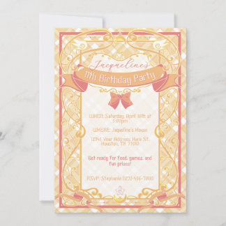 Orange Art Nouveau Princess Birthday Invitation