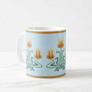 Orange Art Nouveau Tulip Trio Coffee Mug