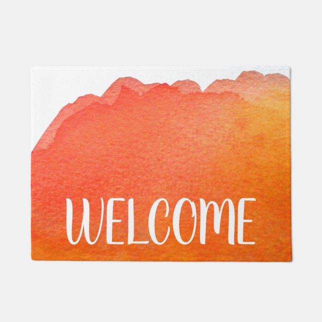 Orange arty watercolor theme welcome mat (Front)