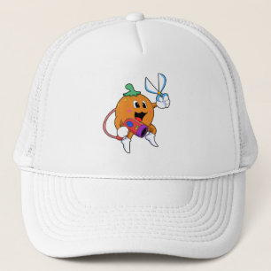 Orange as Hairdresser with Scissors & Hair dryer Trucker Hat