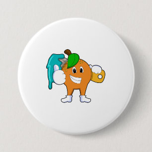 Orange as Painter with Paint brush 7.5 Cm Round Badge