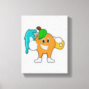 Orange as Painter with Paint brush Canvas Print