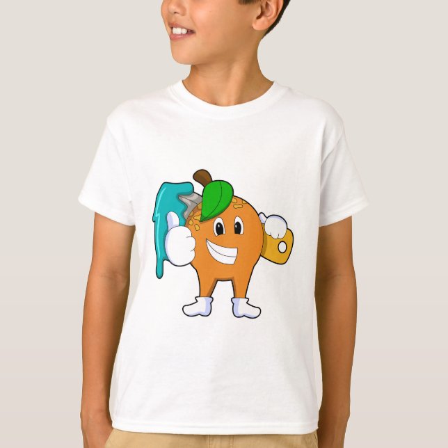 Orange as Painter with Paint brush T-Shirt (Front)