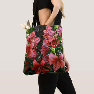 Orange Asiatic Lilies Floral Tote Bag