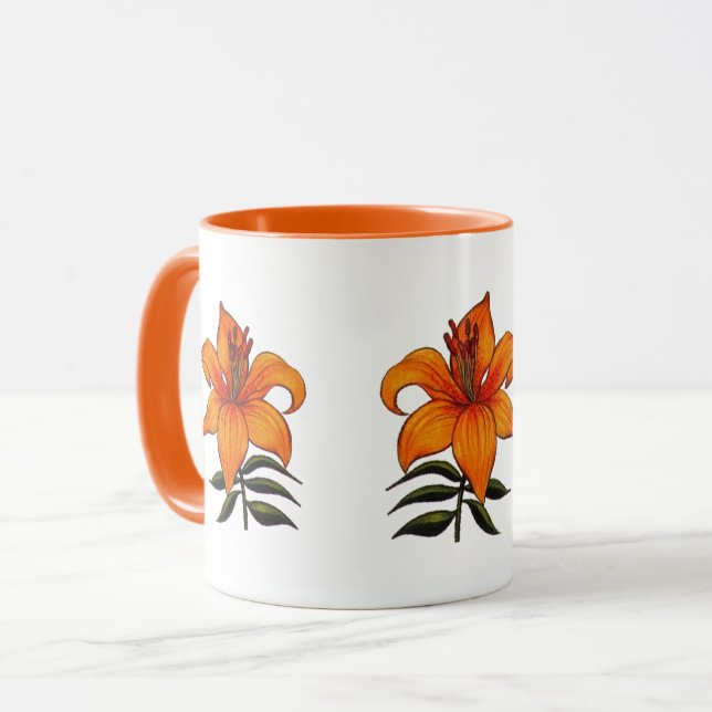 Orange Asiatic Lilies Mug (Front Left)