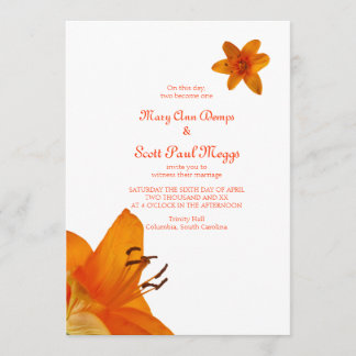 Orange Asiatic Lily Wedding Invitation
