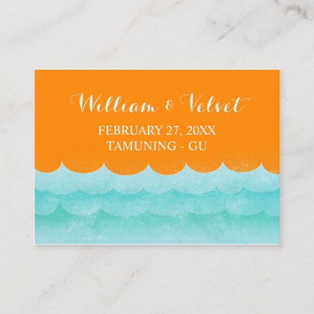 Orange At Sea Nautical Wedding Place Cards (Front)