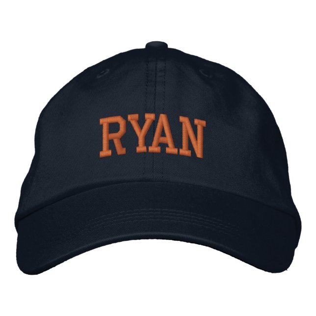 Orange Athletic Block Monogram Custom Name Embroidered Hat (Front)
